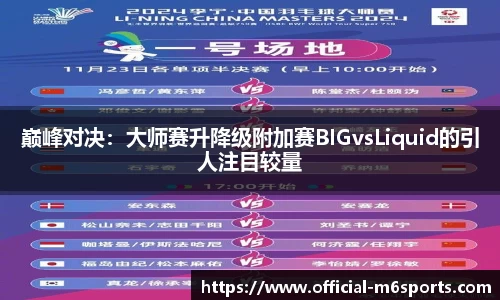 巅峰对决：大师赛升降级附加赛BIGvsLiquid的引人注目较量